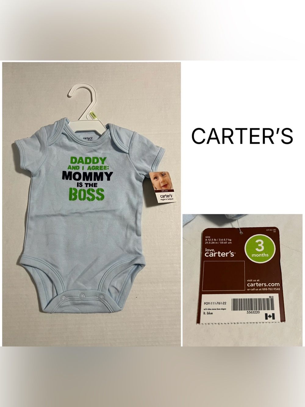 CARTER’S - 3M - NWT - INFANT BOYS BLUE BODYSUIT / ONESIE